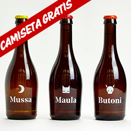 Cerveza artesana de Valencia. Mussa, Maula y Butoni. Camiseta Gratis