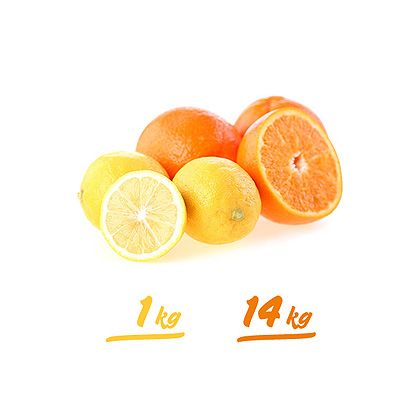 Naranjas Valencia-Late Zumo (14 kilos) y Limones (1 kilo) 