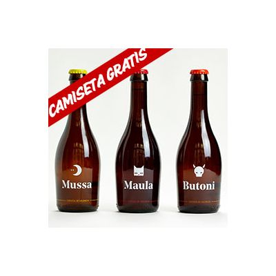 Cerveza artesana de Valencia. Mussa, Maula y Butoni. Camiseta Gratis